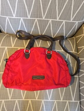 Liebeskind Red Nylon Crossbody Bag with Brown Leather Handles